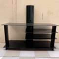 SAR 180,  Black Glass TV Stand + 2 Chairs