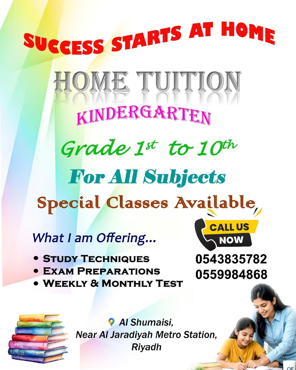 Riyadh, Lessons Offered, Home Tuition For All Subjects
