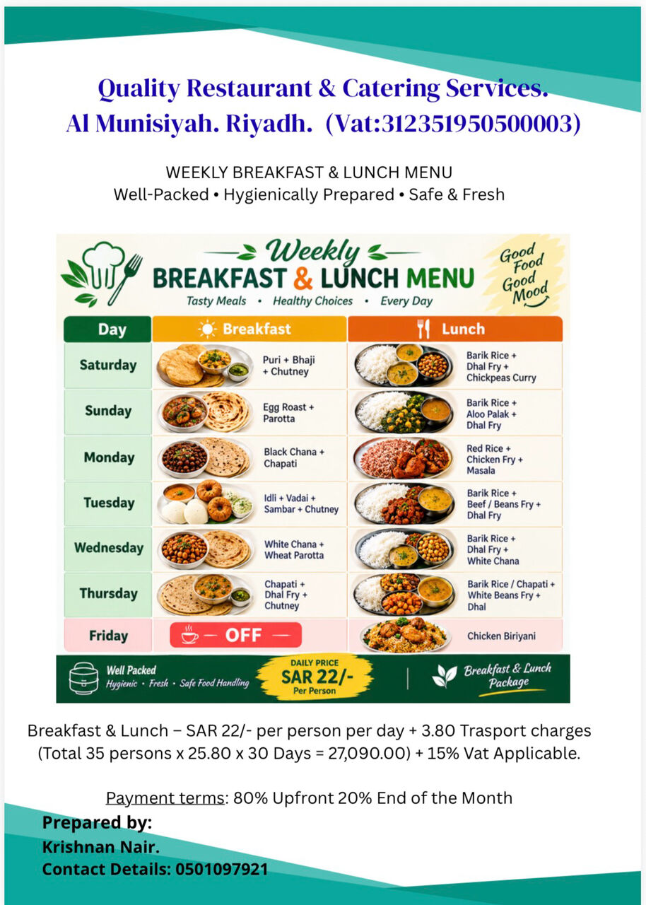 Riyadh, Catering, Catering Service For All Occations.