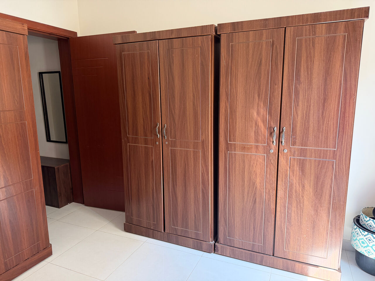 Al Aziziyah, Furniture, SAR 450,  2 Large Wooden 2-door Wardrobes In Good Condition SAR 450 In Azizia Jeddah Near Zahra Masj