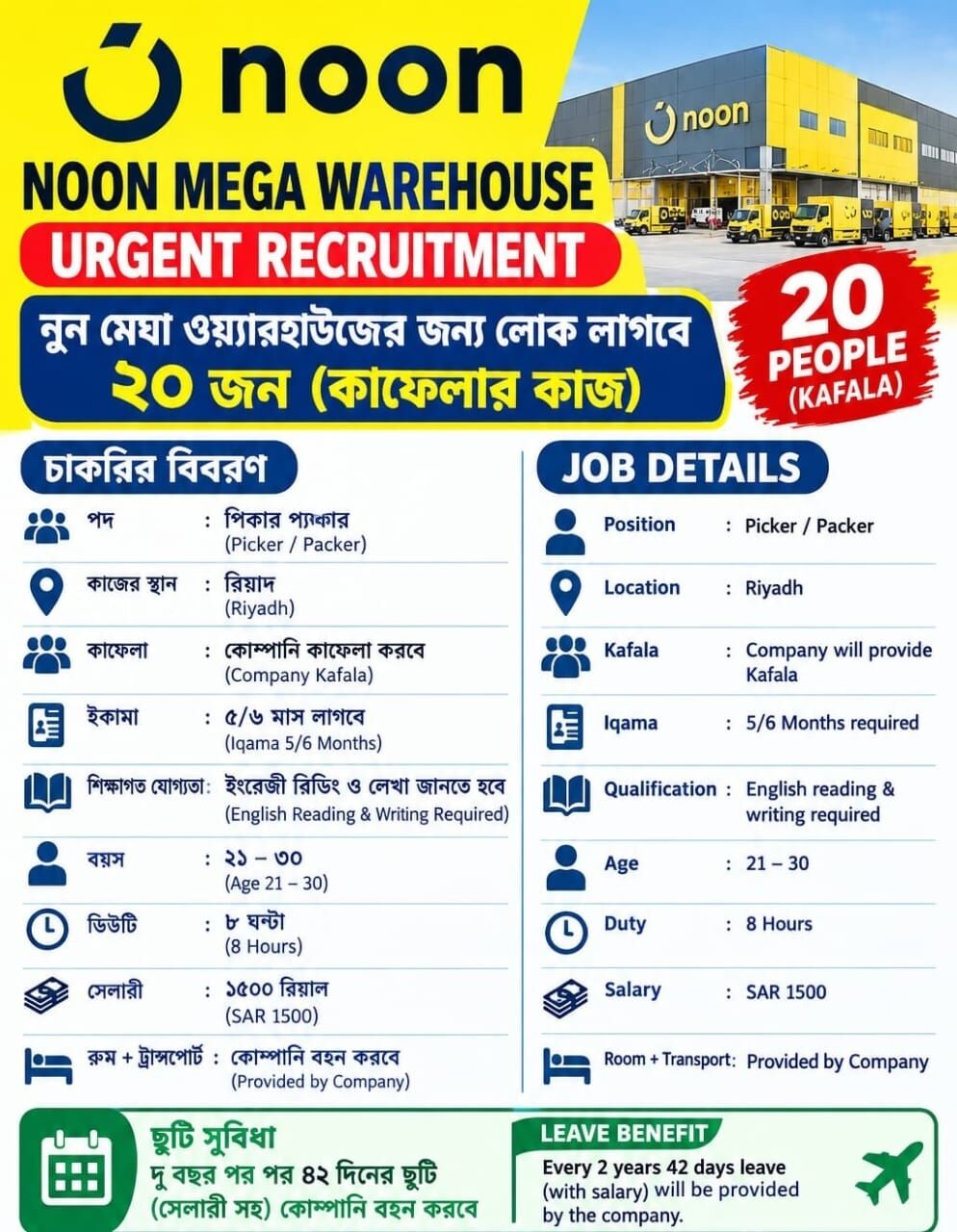 Riyadh, Jobs, Urgent Hiring Noon Wherhouse (pekar Parking
