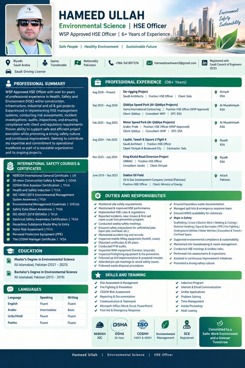 Makkah, Job Seekers, HSE/Environmental Engineer