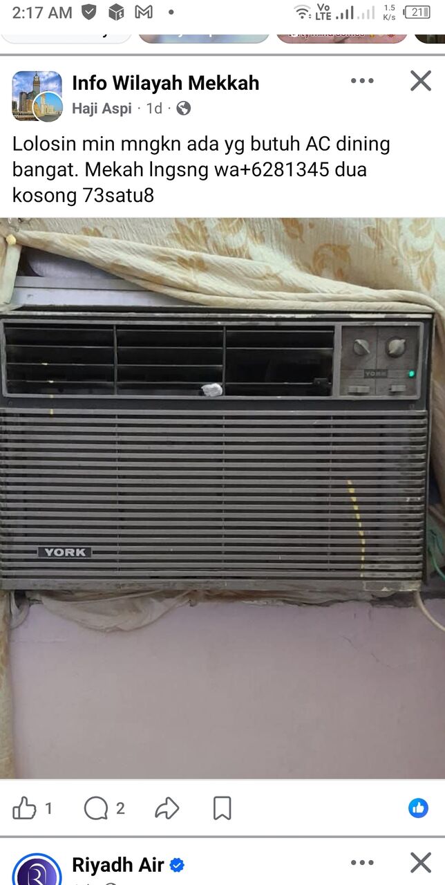 Makkah, Air Conditioners, SAR 500,  York Window AC For Sale In Makkah In Working Condition