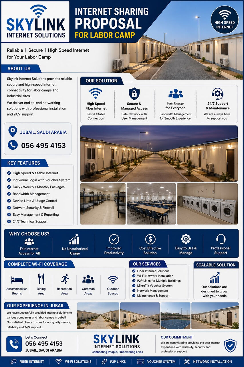 Jubail, Staff Accommodation, 🌐 PROFESSIONAL INTERNET SOLUTIONS FOR LABOUR CAMPS