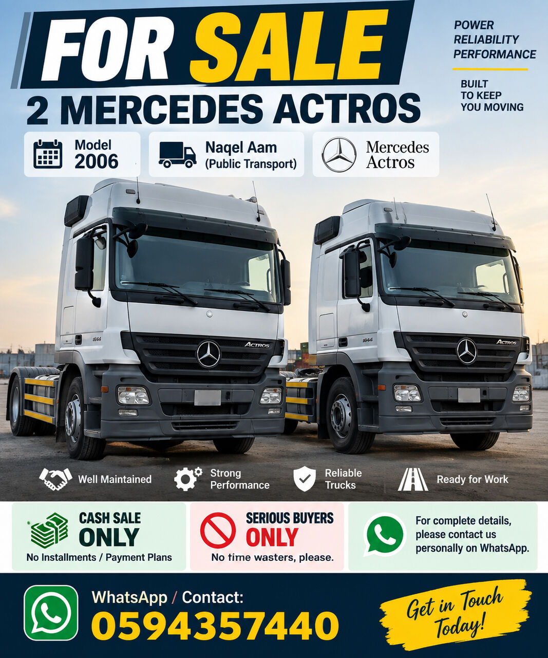 Dammam, Heavy Equipment, SAR 85000,  MERCEDEES ACTROOS 2006