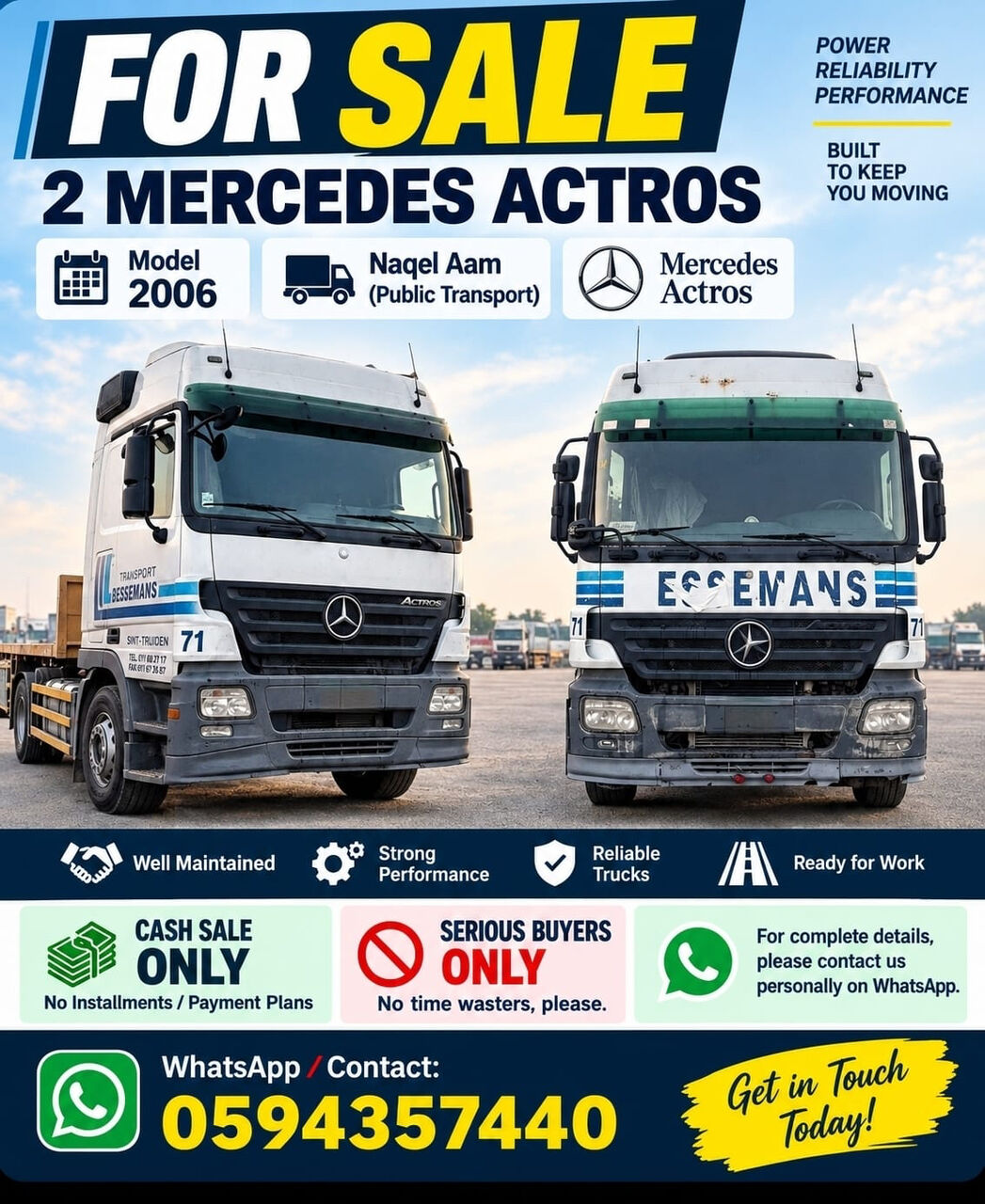 Dammam, Heavy Equipment, SAR 85000,  MERCEDEES ACTROOS 2006