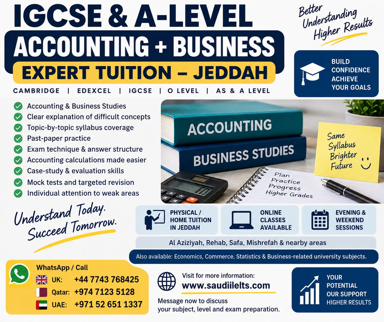 Al Aziziyah, Lessons Offered, IGCSE & A-Level Accounting + Business Expert | Exam-Focused Tuition &ndash; Jeddah