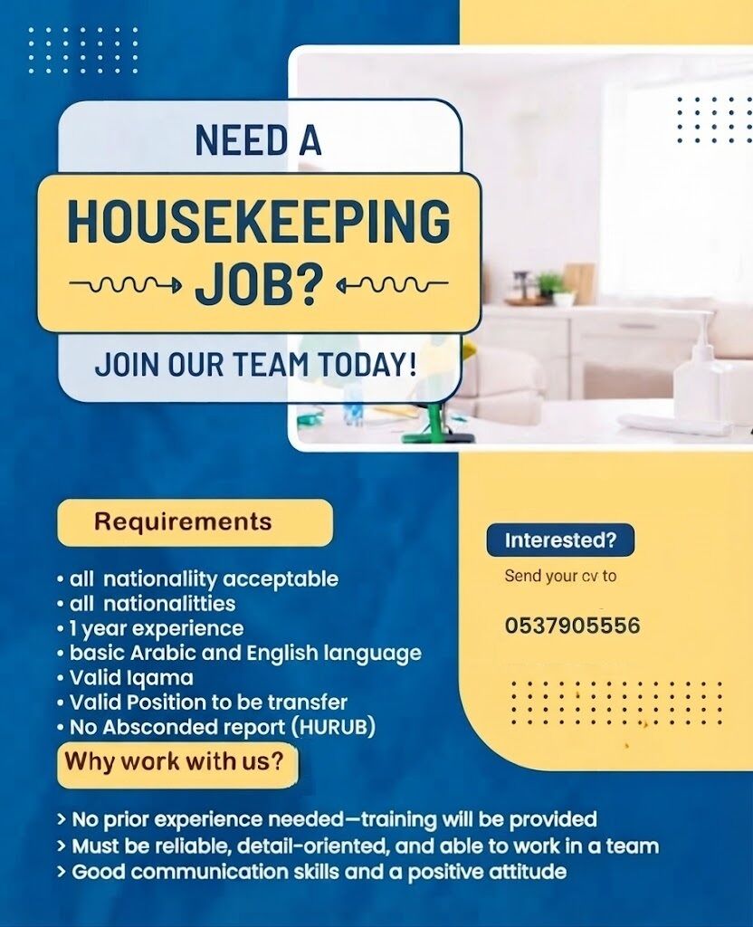 Jeddah, Jobs, Housekeeping - Female