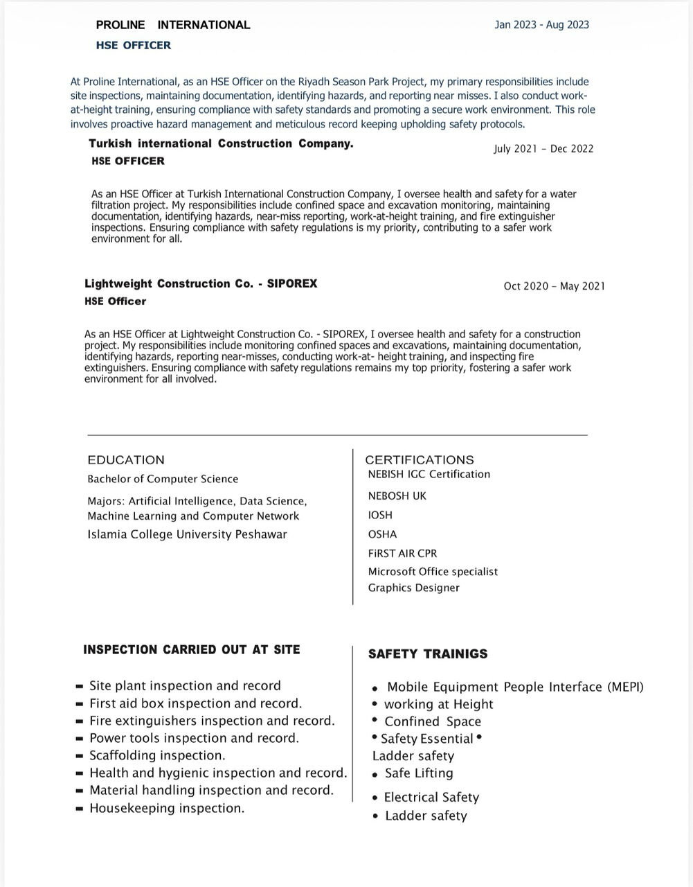 Riyadh, Job Seekers, HSE OFFICER