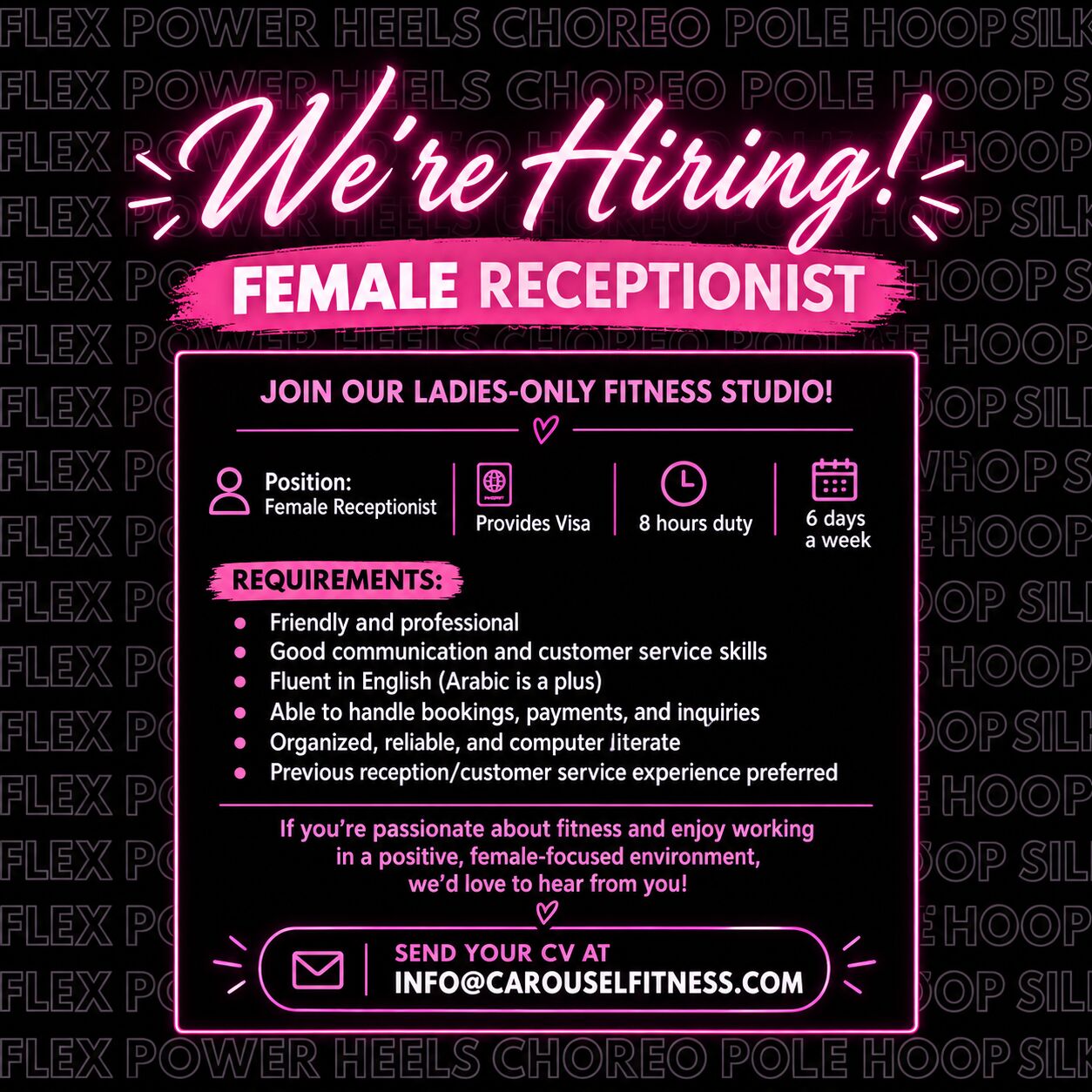 Manama, Jobs, HIRING FEMALE RECEPTIONIST