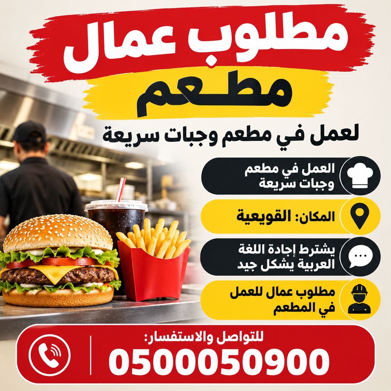 Riyadh, Jobs, عمال مطعم