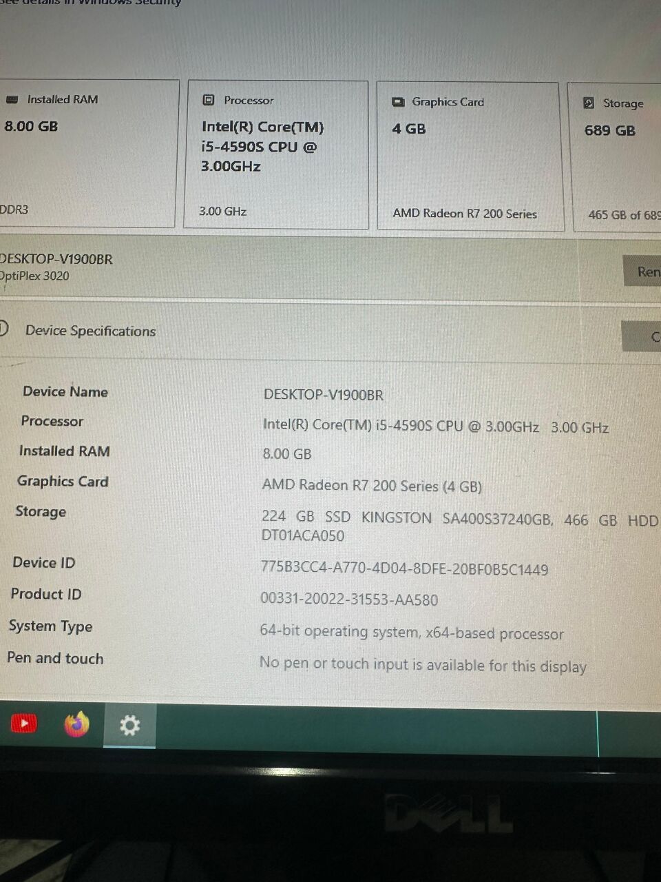 Al Washm, Computers, SAR 600,  Dell I5 Optiplex 3020+LED 19inch , 8GB RAM,256GB SSD, 500GB HDD, AMD 4GB Graphics External