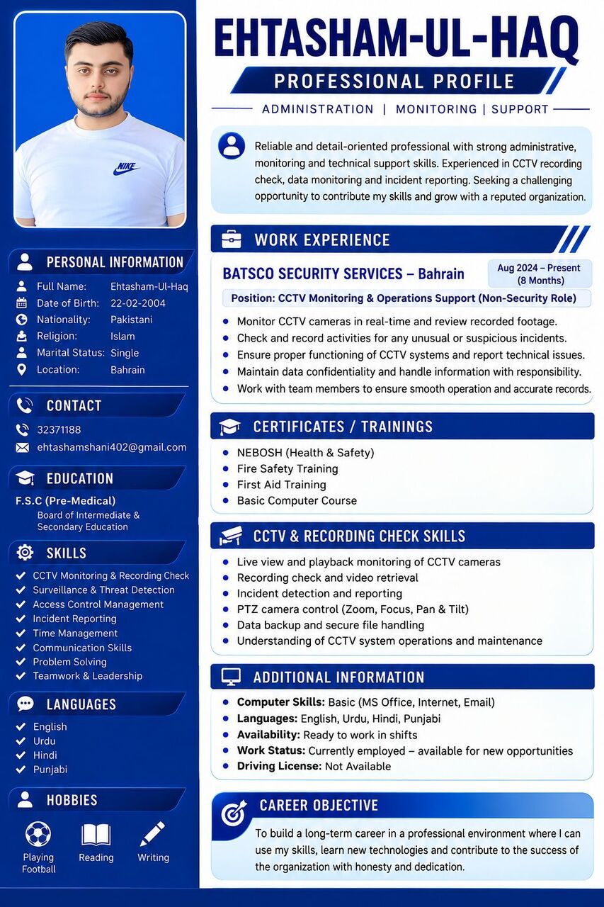 Manama, Job Seekers, Saftey Officer