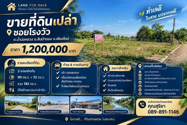 Bangkok, Real Estate For Sale, THB 1200000,  6 BR,  182 Sq. Feet,  ขาย ที่ดินเปล่า 182 ตร.ว. ซอยโรงวัว ต.น้