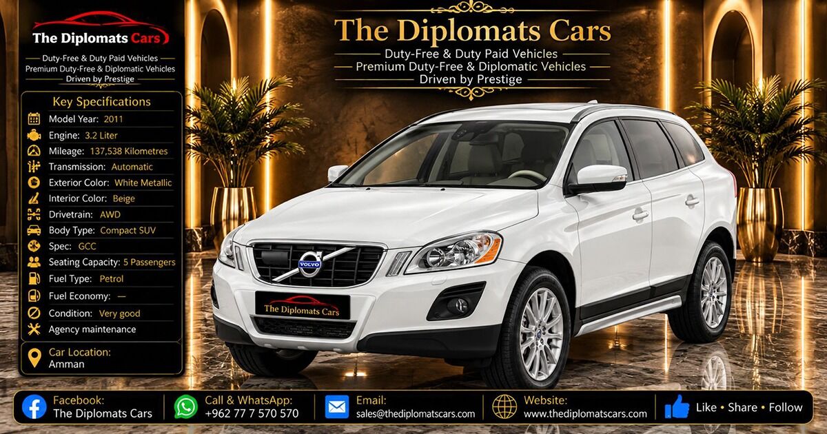 Amman, Vehicles, Cars & Trucks , JOD 5000,  Volvo CX60 T5,  2011,  Automatic,  137538 KM,   Diplomatic