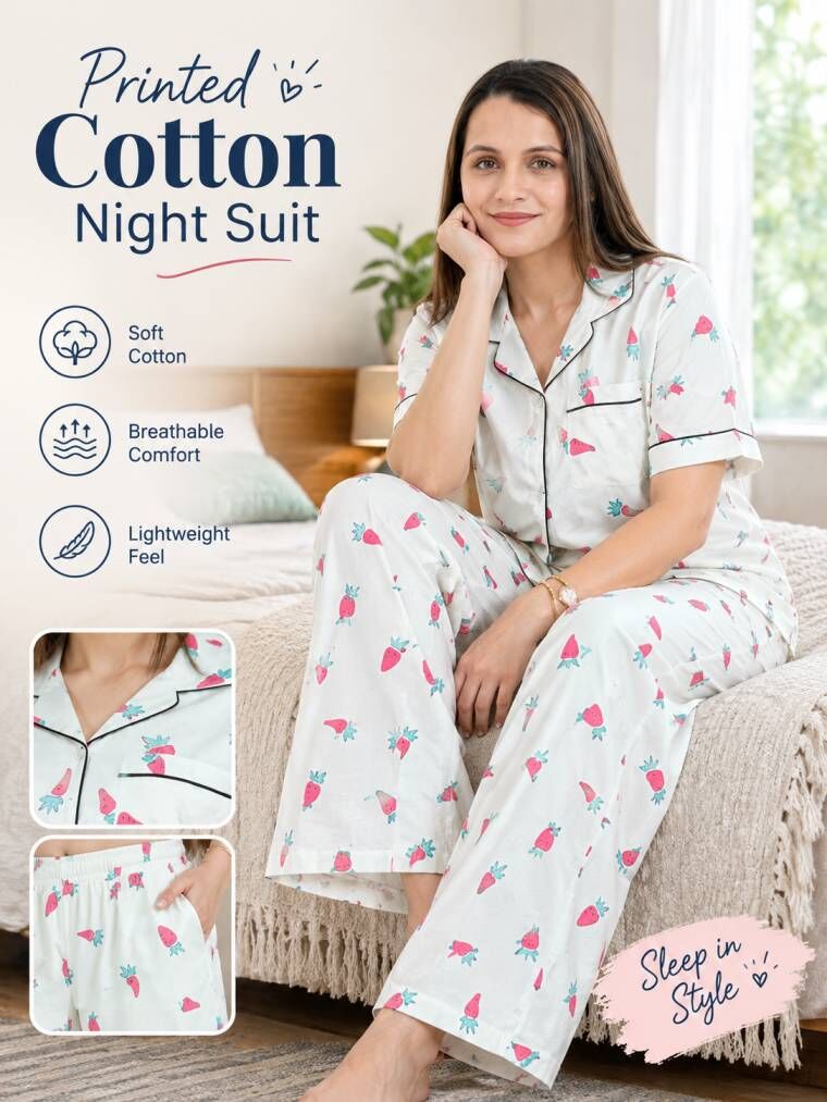 Mumbai, Clothing & Accessories, INR 659,  Premium Floral Printed Cotton Night Suit For Women Online