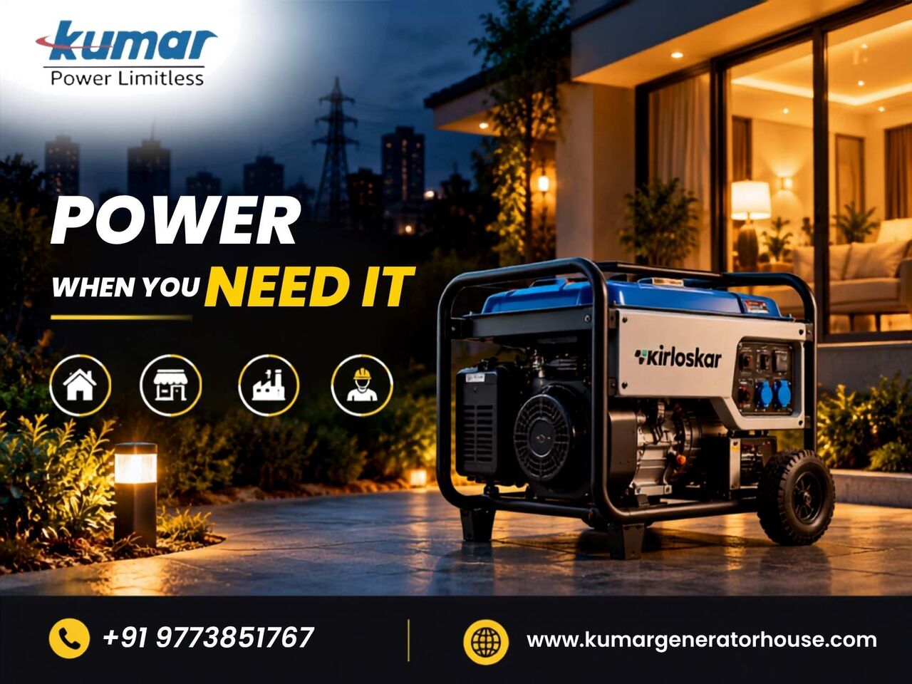 New Delhi, Industrial Machinery, Frequent Power Cuts? Kirloskar Portable Generator Can Help