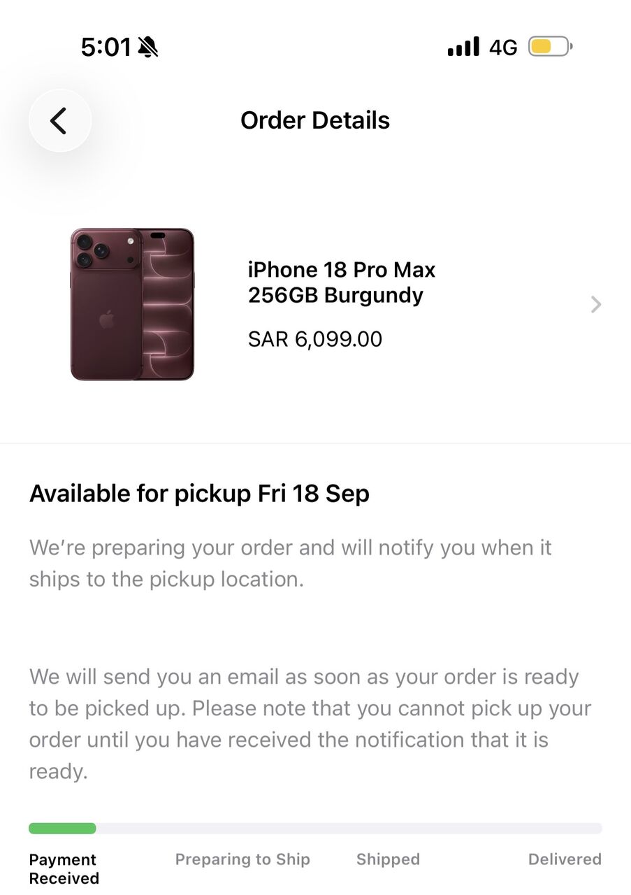 Riyadh, Mobile Phones, SAR 6850,  Iphone 18 Pro Max Burgundy