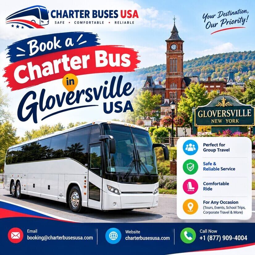 New York, Travel, Book A Group Transportation  Charter Bus In Gloversville, USA