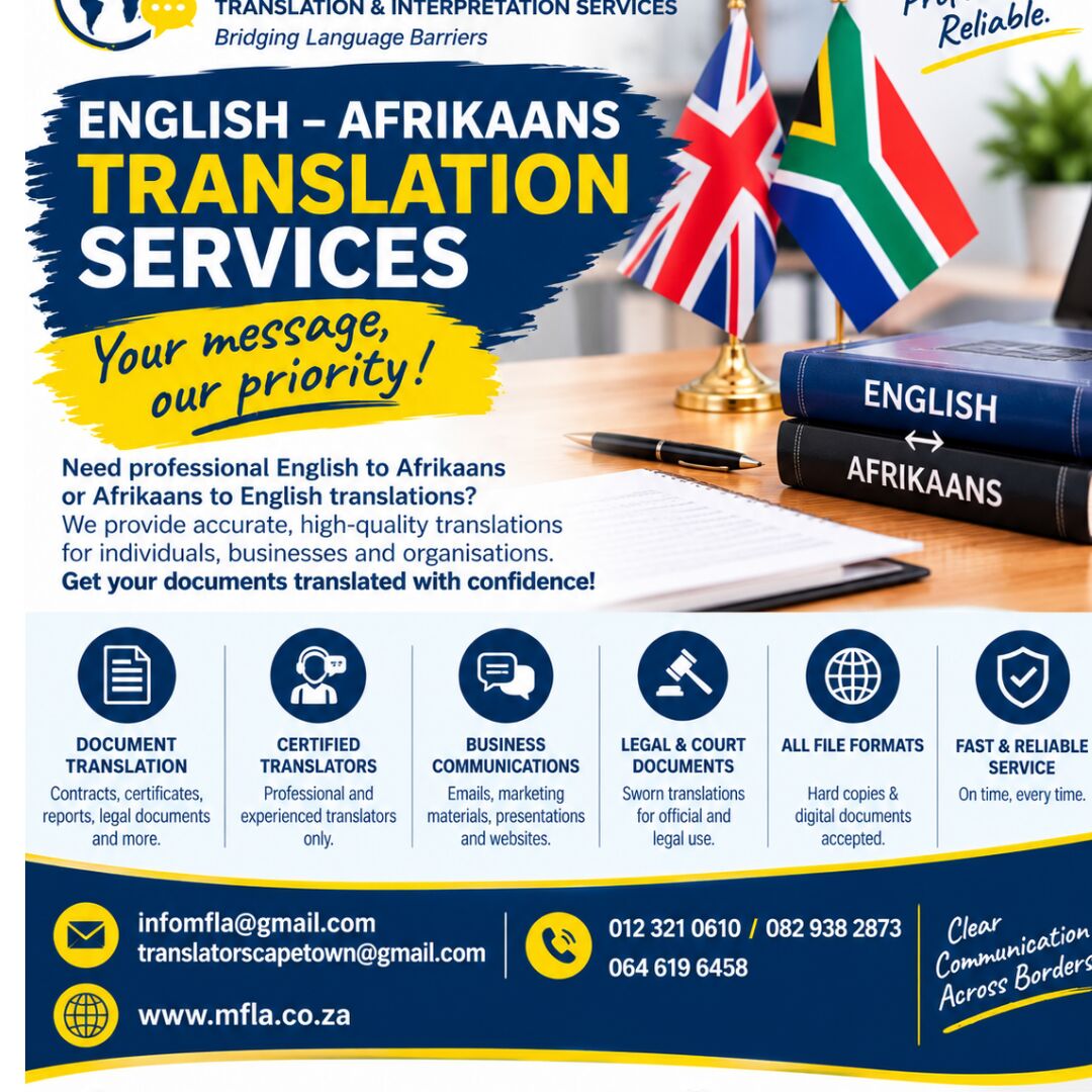 Cape Town, Legal, Afrikaans-English Sworn Document Translation Services