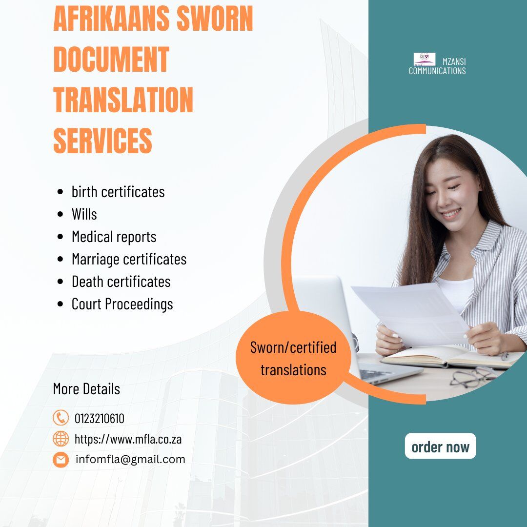 Cape Town, Legal, Afrikaans-English Sworn Document Translation Services