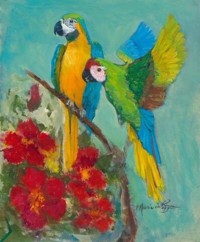 New York, Business, Vibrant Bird Acrylic Painting