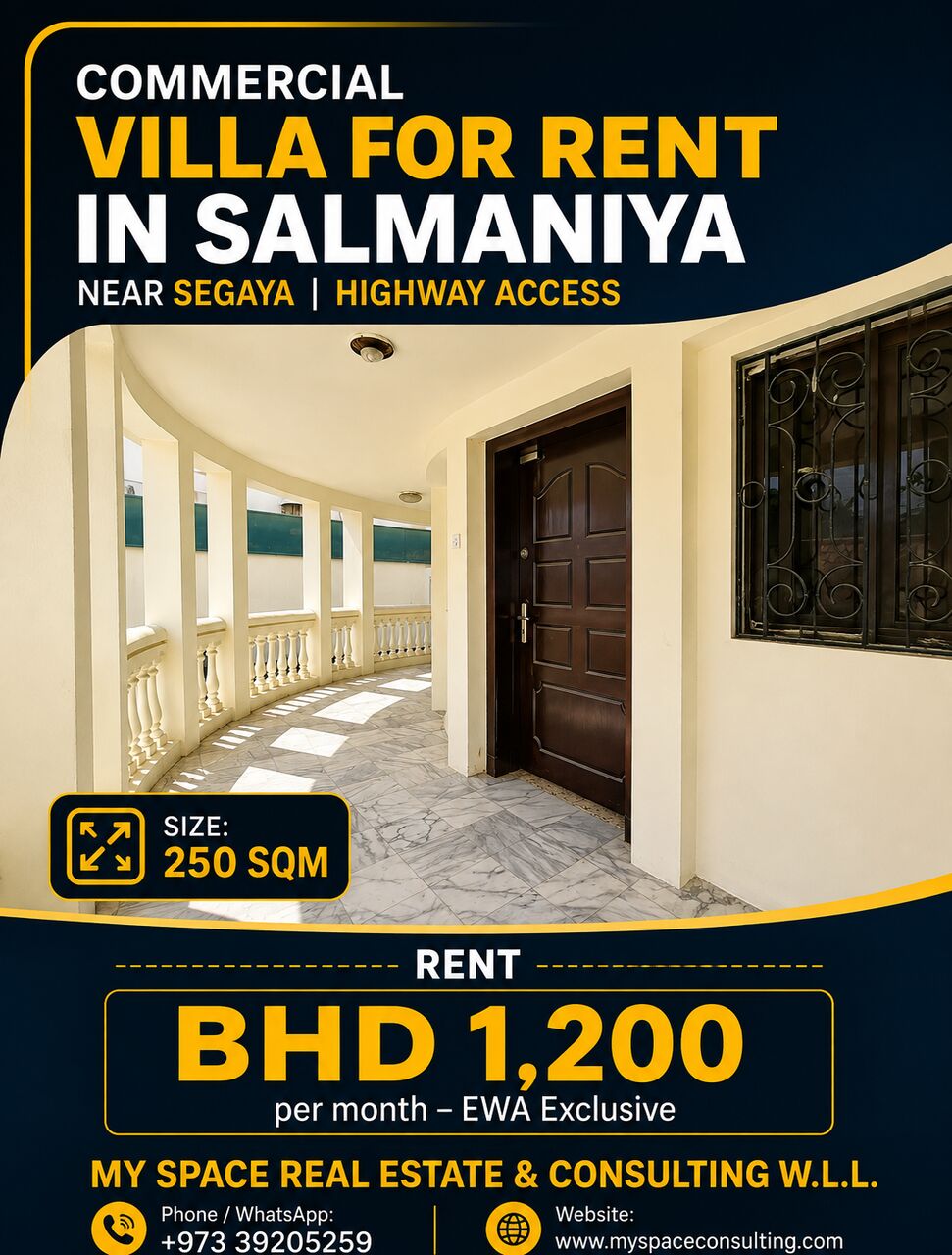Salmaniya, Commercial Villas, BHD 1200,  250 Sq. Meter,  Commercial Villa For Rent In Salmaniya Near Segaya | Highway Access