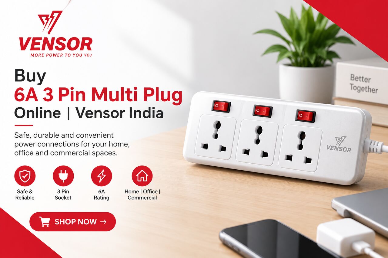 Noida, Business, Buy 6A 3 Pin Multi Plug Online | Vensor India