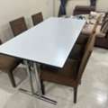BHD 40,  &bull; Foldable Dining Table With 6 Wooden Chairs With Cushions