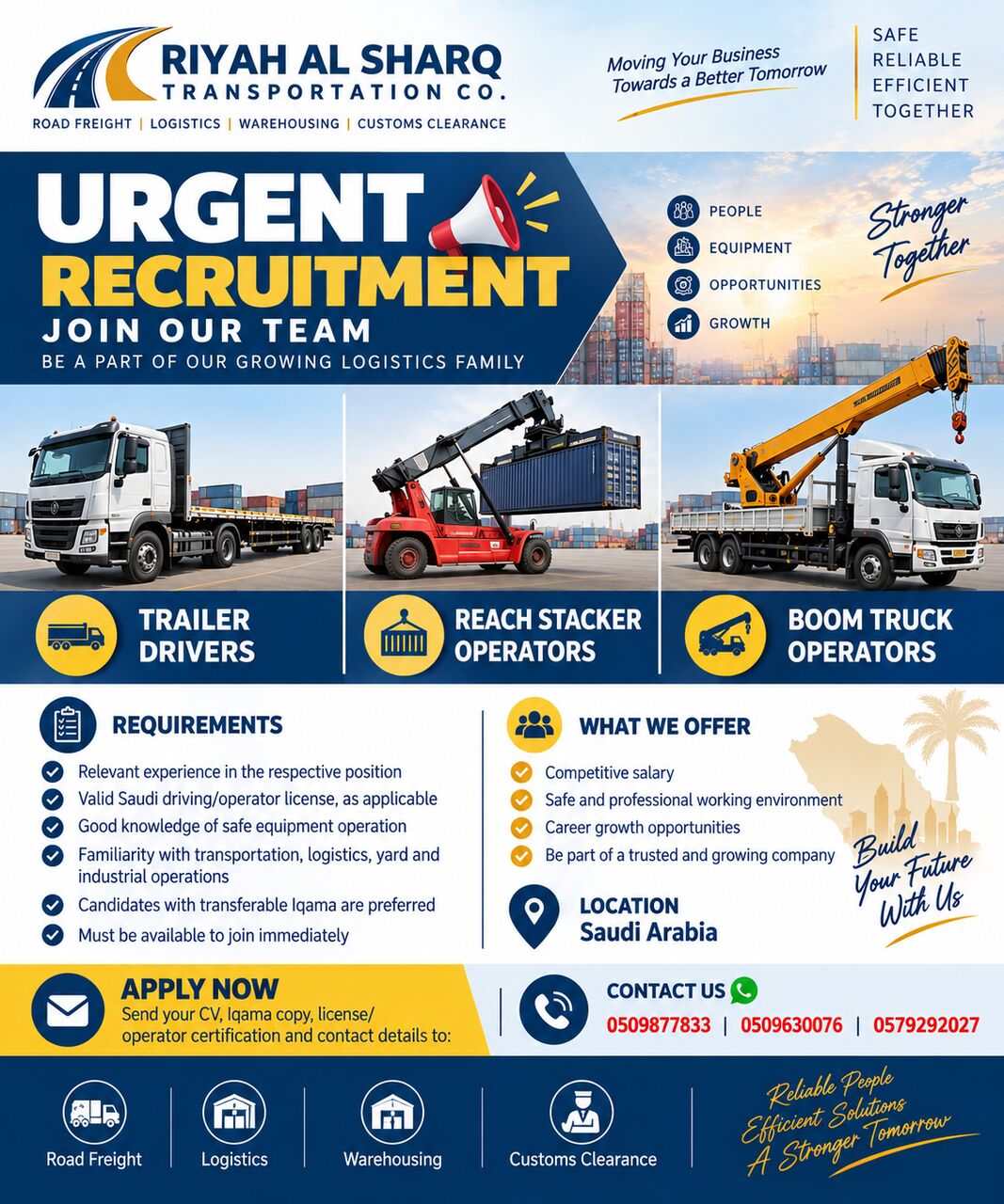 Dammam, Jobs, Urgently Required