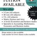 🌟 TUITION AVAILABLE – ALL CLASSES 🌟 CBSE • Cambridge • Local Boards  📚 Subjects & Level