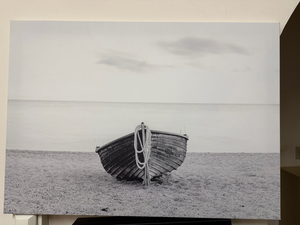 Al Thuqbah, Household Items, SAR 275,  Genuine IKEA Large Black & White Coastal Boat Canvas Art &ndash; Excellent Condition