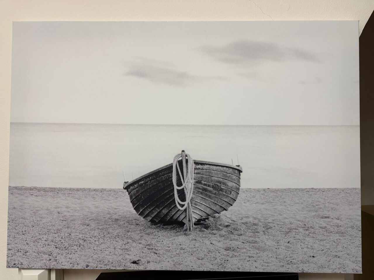 Al Thuqbah, Household Items, SAR 275,  Genuine IKEA Large Black & White Coastal Boat Canvas Art &ndash; Excellent Condition