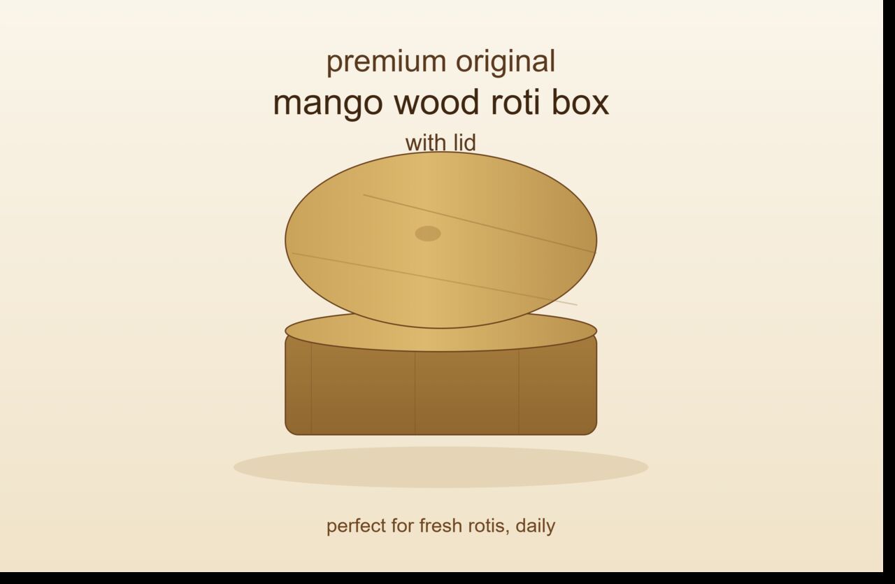 Jaipur, Interior Design, Premium Original Mango Wood Roti Box With Lid &ndash; Perfect For Fresh Rotis Daily