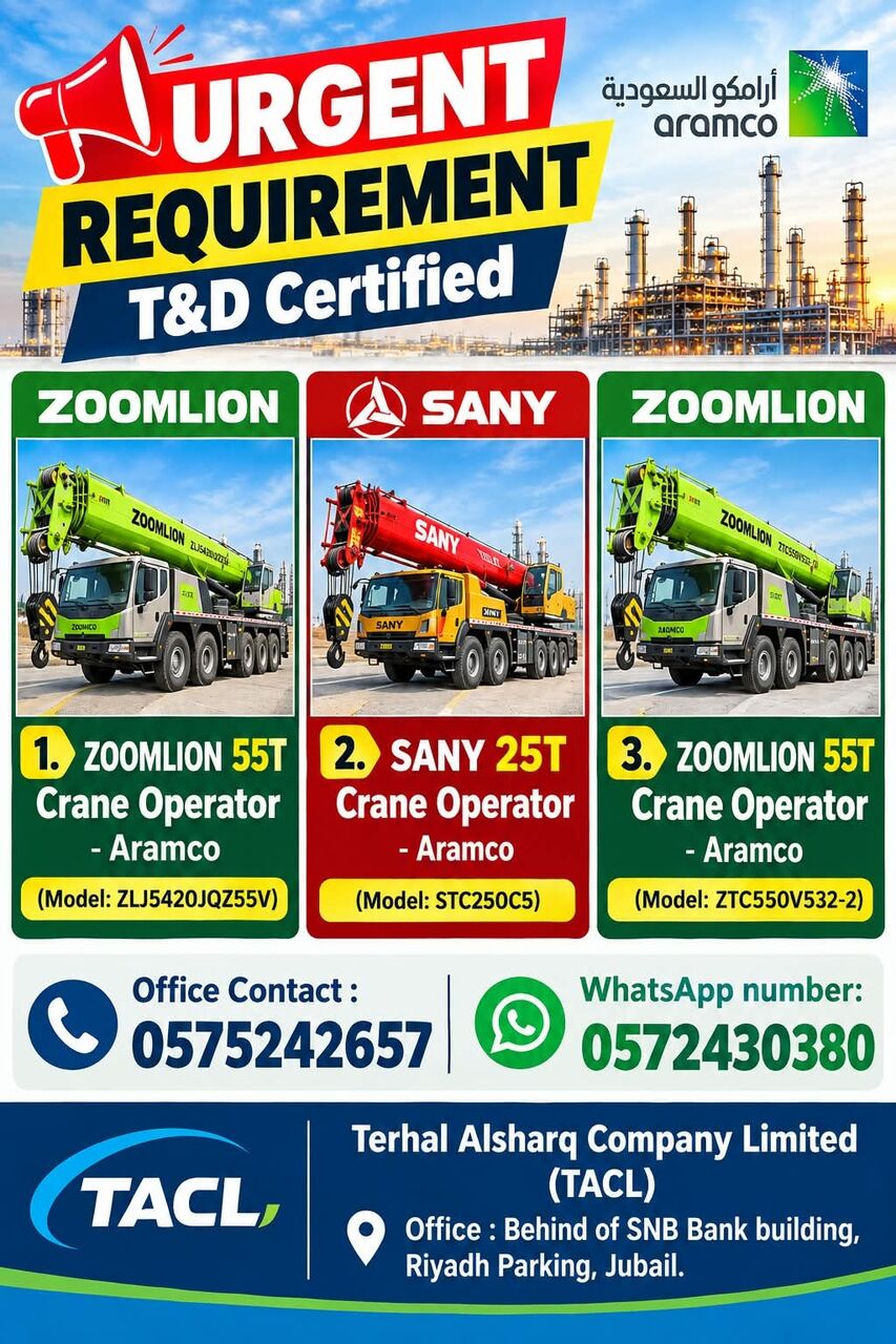 Jubail, Jobs, Crane Operator