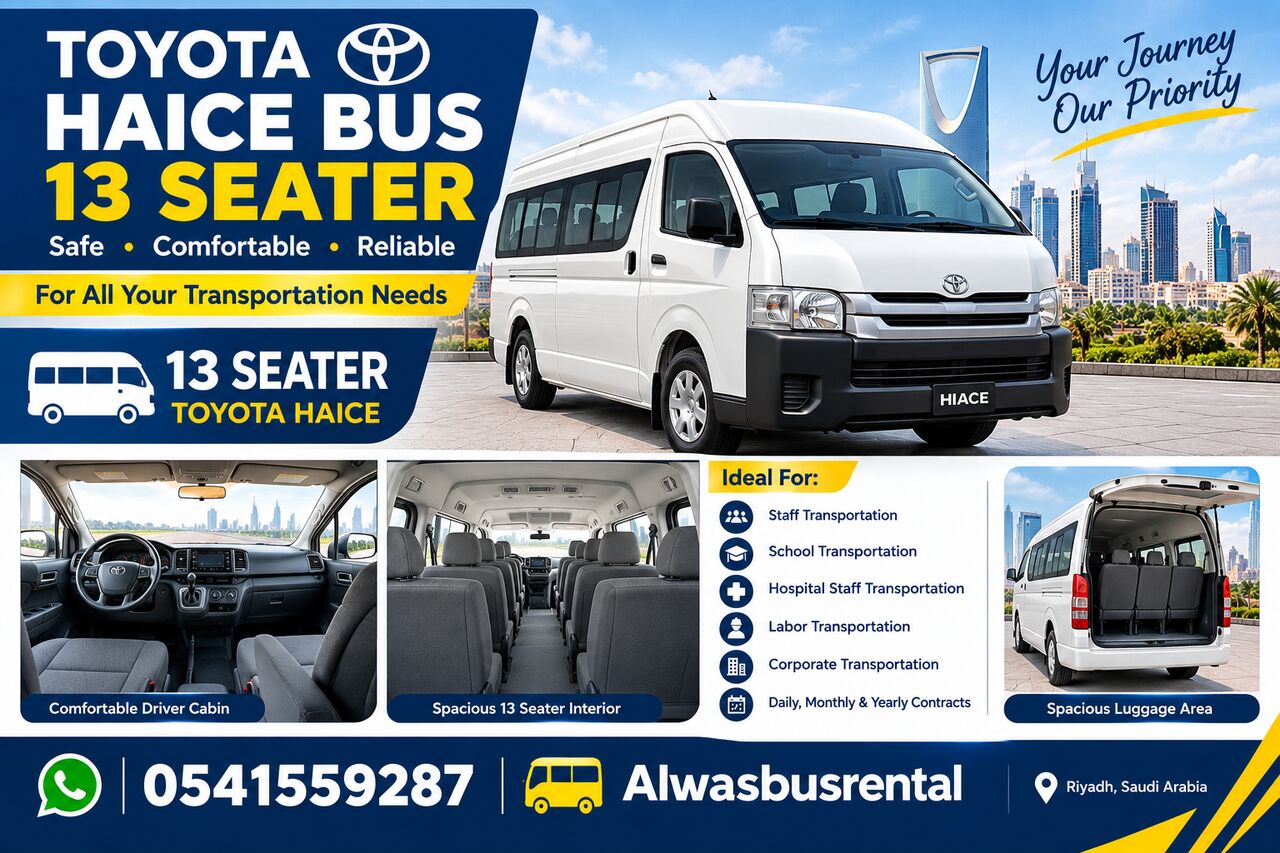 Al Kharj, Logistics, Bus Rental Coaster 30 Seater And  Haice 14 Seater