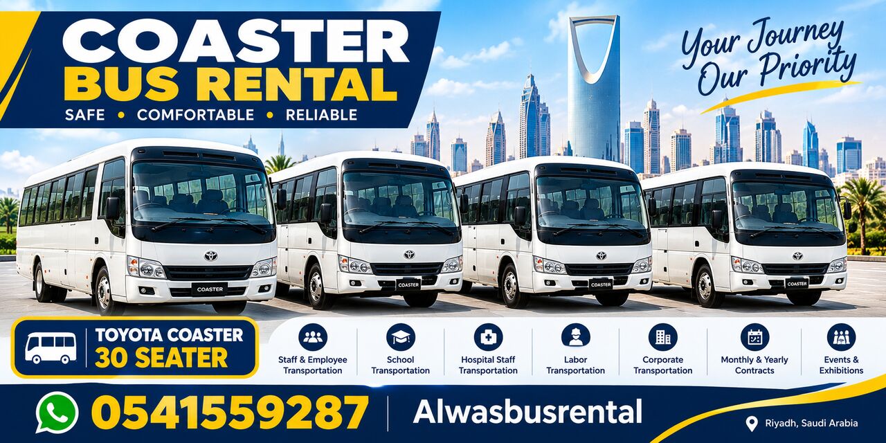 Al Kharj, Logistics, Bus Rental Coaster 30 Seater And  Haice 14 Seater