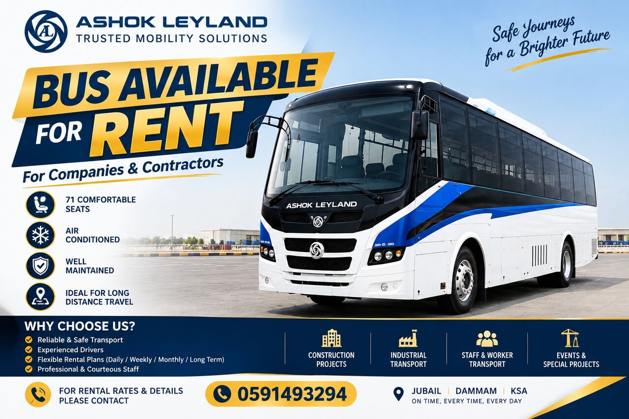 Jubail, Equipment Rental, 🚌 Premium 71-Seater Bus Available For Long-Term Contract