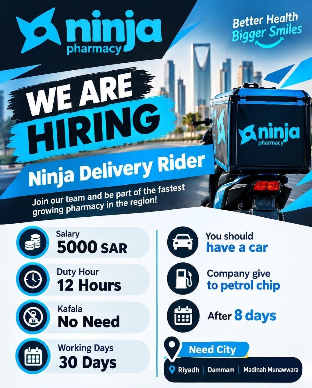 Riyadh, Delivery, Ninja Pharmacy Delivery Job