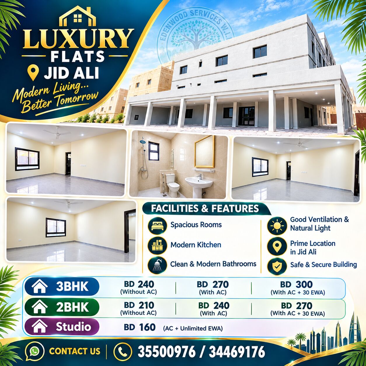 Manama, Apartments, Flats, Houses & Villas, 3 BR,  Flats For Rent Jidali.Brand New Building .Stufio, 2&3 Bhk