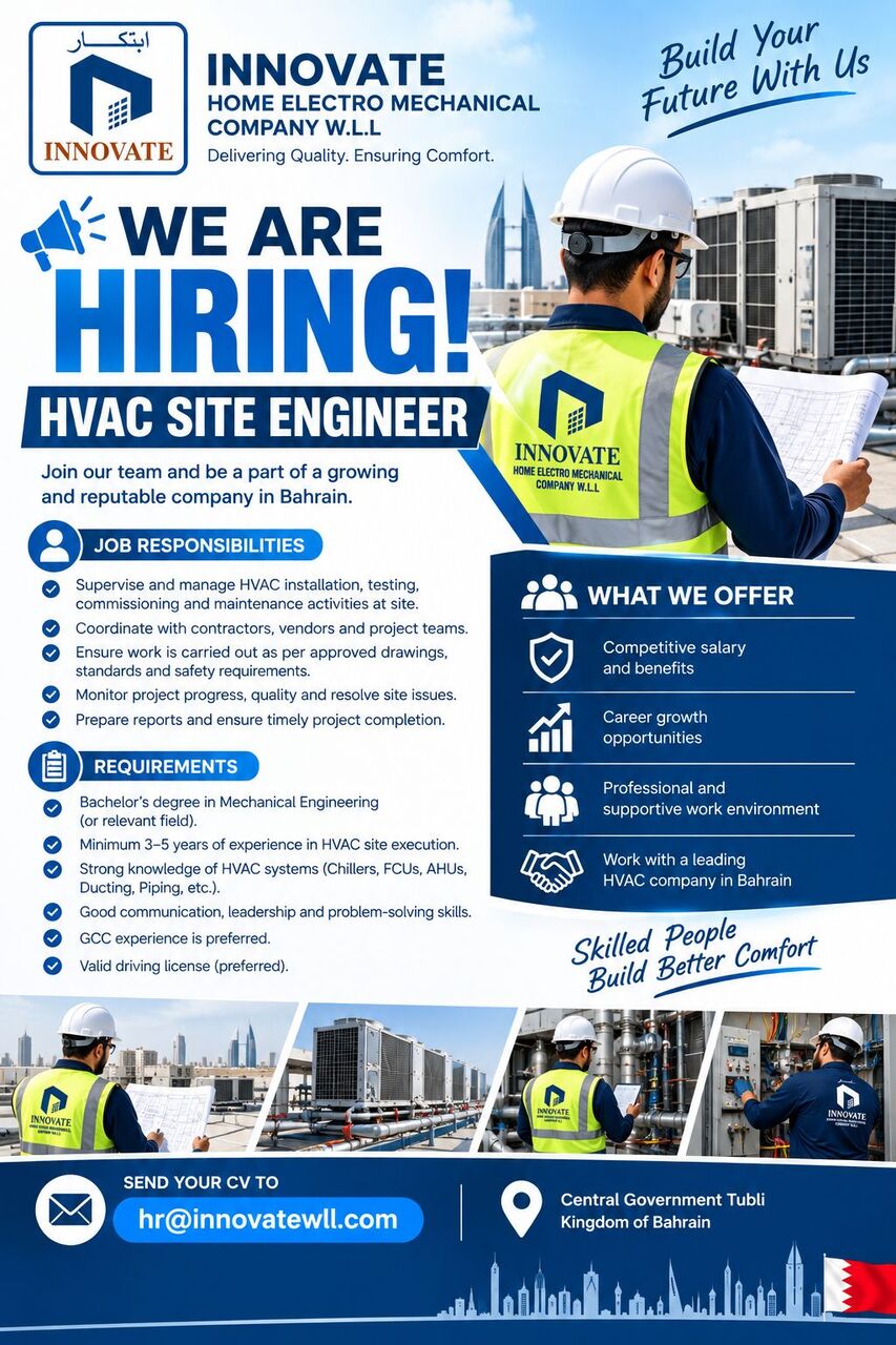 Manama, Jobs, HVAC Site Engineer