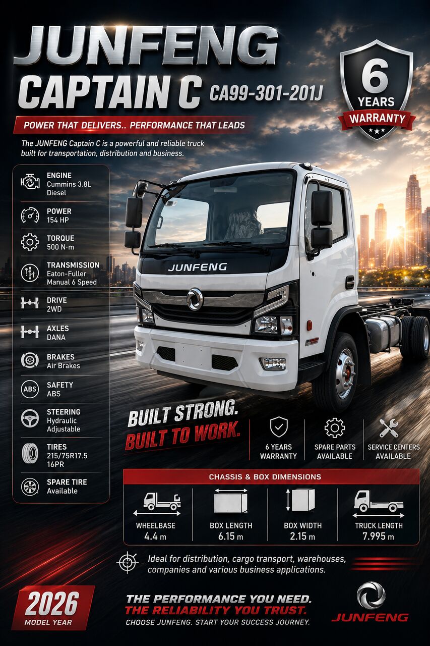 Khobar, Vehicles, Cars & Trucks , SAR 82000,  JUNFENG CAPTINE C TRUCK,  2026,  Manual,  000 KM,  Junfeng Warranty 6 Years