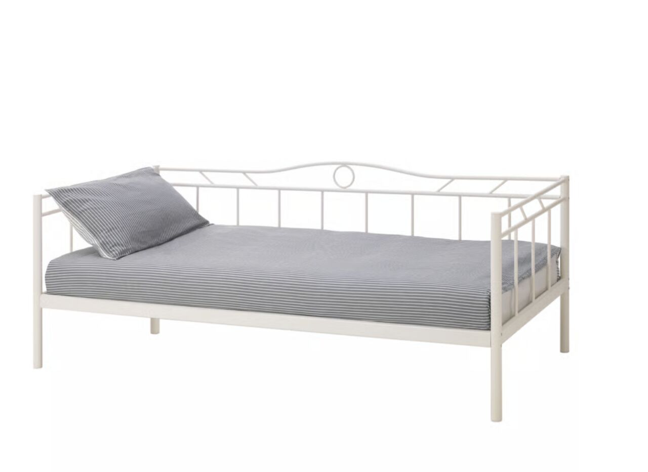 Manama, Furniture, BHD 45,  Ikea White Bed Frame + Mattress For Sale