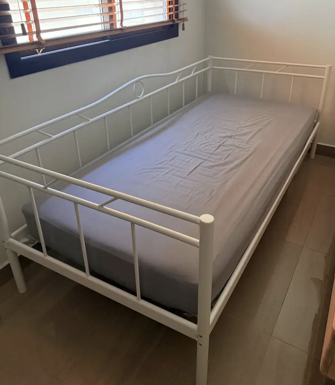 Manama, Furniture, BHD 45,  Ikea White Bed Frame + Mattress For Sale