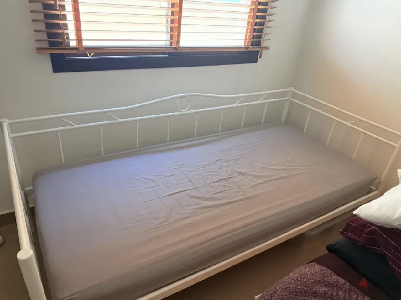 Manama, Furniture, BHD 45,  Ikea White Bed Frame + Mattress For Sale