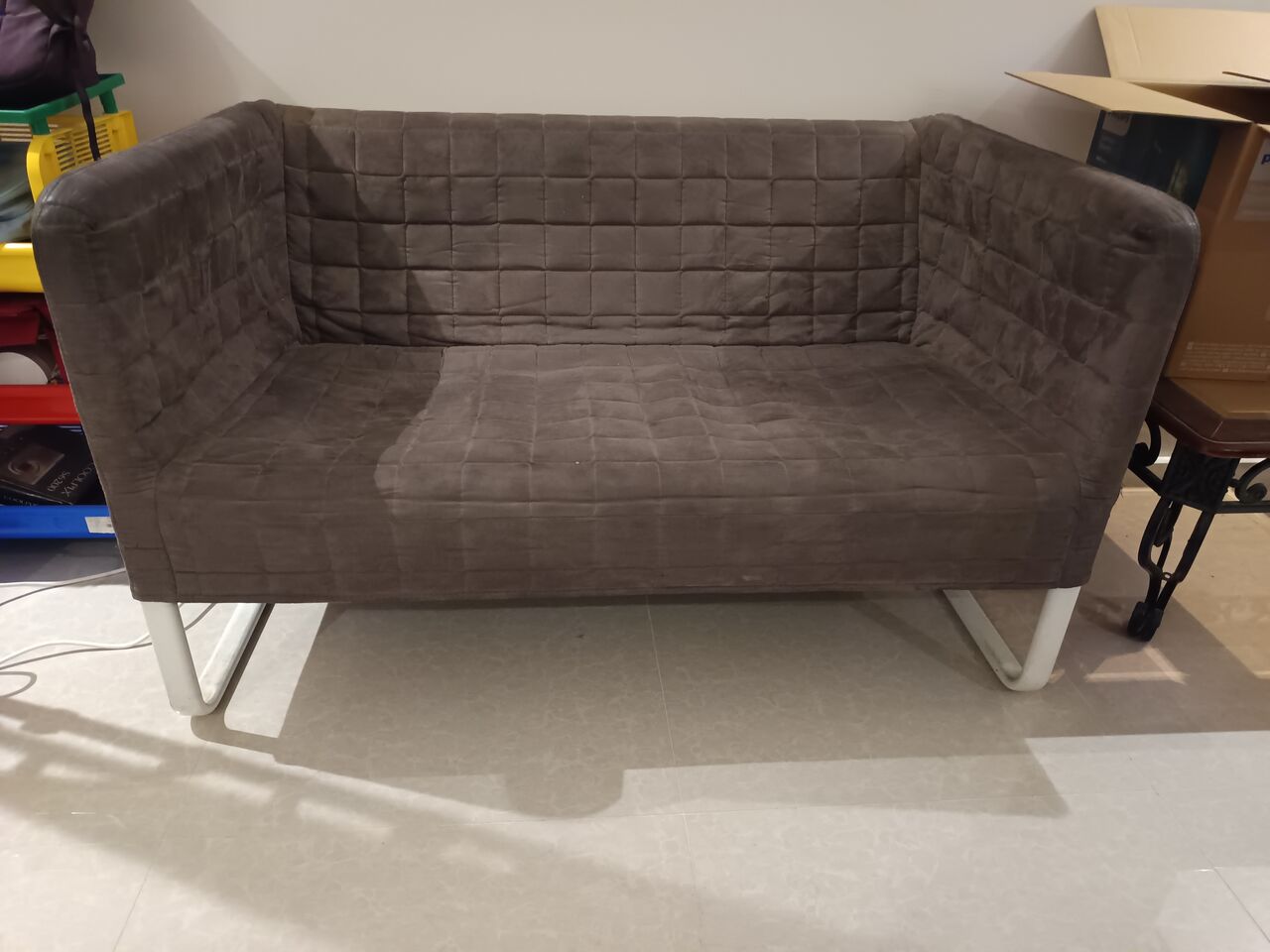 Khobar, Furniture, SAR 200,  IKEA KNOPPARP 2-seat Sofa, Featuring A Distinctive Quilted Grey Cover And White Metal