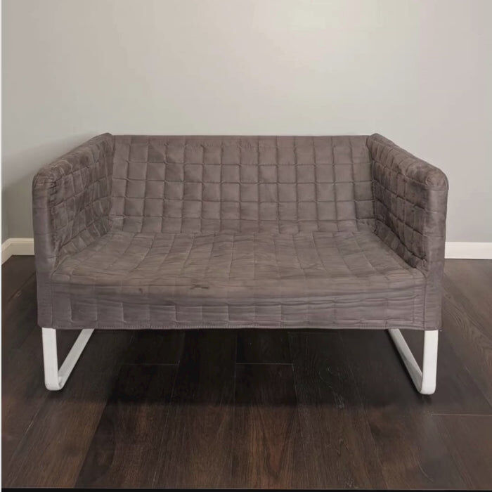 Khobar, Furniture, SAR 200,  IKEA KNOPPARP 2-seat Sofa, Featuring A Distinctive Quilted Grey Cover And White Metal