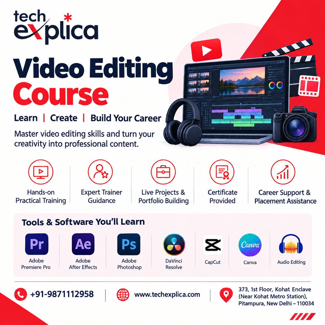 New Delhi, Lessons Offered, Video Editing Course In Delhi