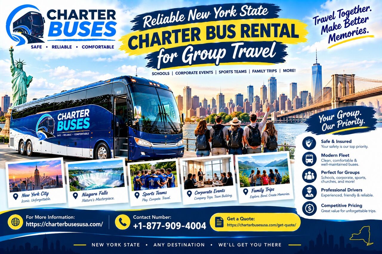 New York, Travel, Reliable New York State Charter Bus Rental For Group Travel