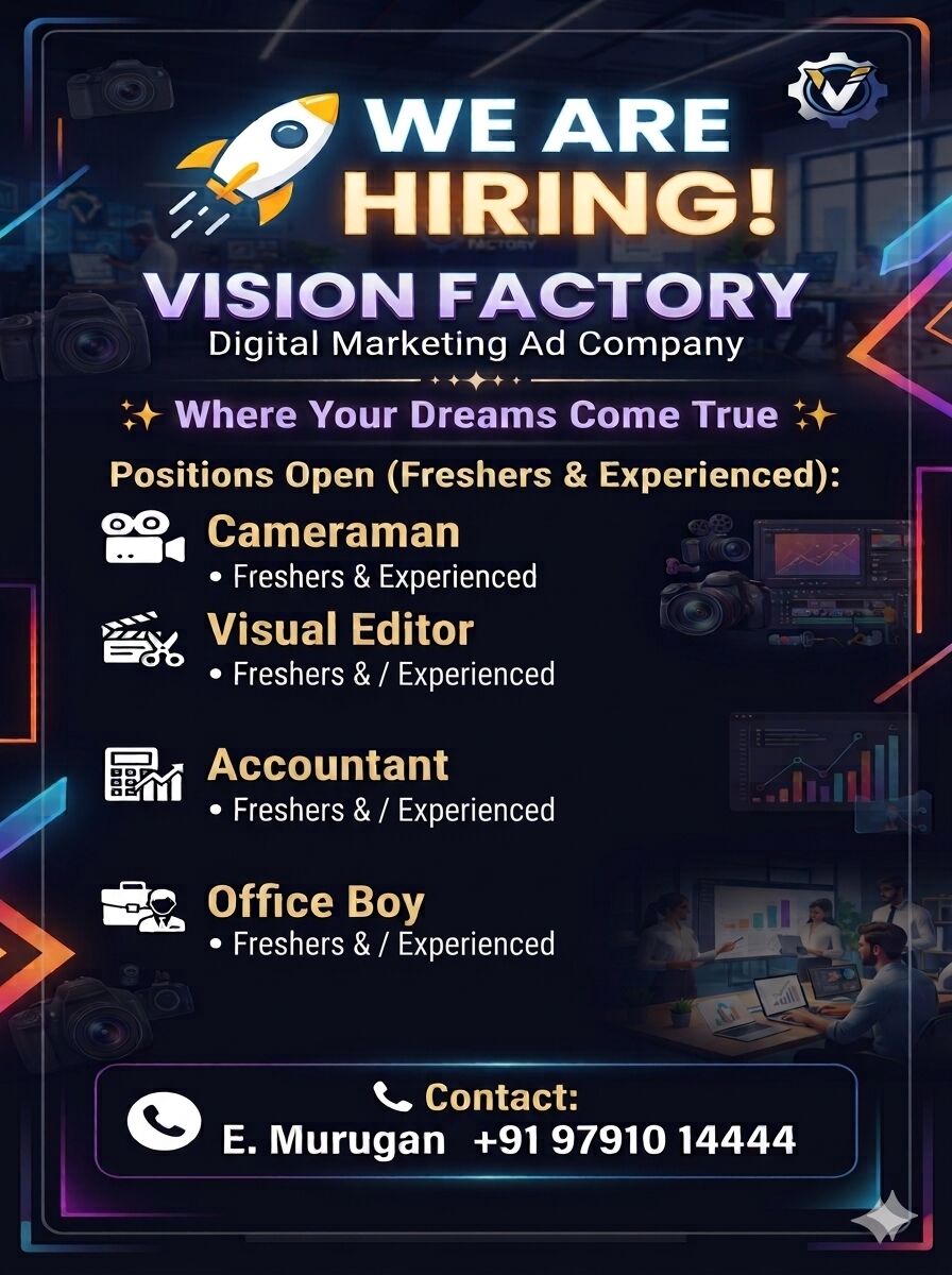 Chennai, Jobs, Vision Factory Digital Marketing Company